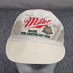 Vintage Miller Beer Painter Hat‎ White Made The American Way Cap Brewery Promo